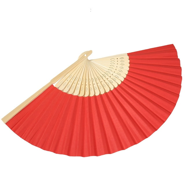 Nimomo Folding Paper Fan Portable Chinese Folding Bamboo Ribs Fan DIY Blank Paper Fan Wedding Shower Party Decor(red)