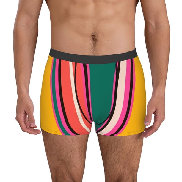 Balery Vertical Stripes Calzoncillos bóxer para hombre, ropa interior de algodón suave y transpirable con cinturilla de nailon-Small