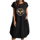 thumbnail image 1 of Vestido suelto de manga corta informal con estampado floral de algodón y lino de verano para mujer con bolsillo y cuello redondo Fridja  qw3501, 1 of 6