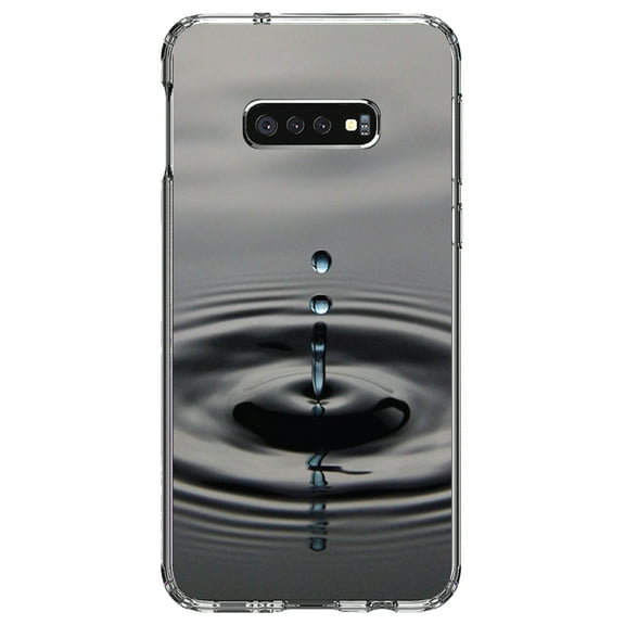 DistinctInk Clear Shockproof Hybrid Case for Samsung Galaxy S10e (5.8" Screen) - TPU Bumper, Acrylic Back, Tempered Glass Screen Protector - Single Water Droplet