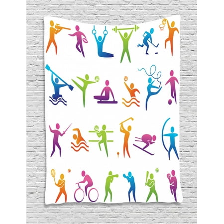 Sports Tapestry Sport Icons With Stick Man Figures Boxing