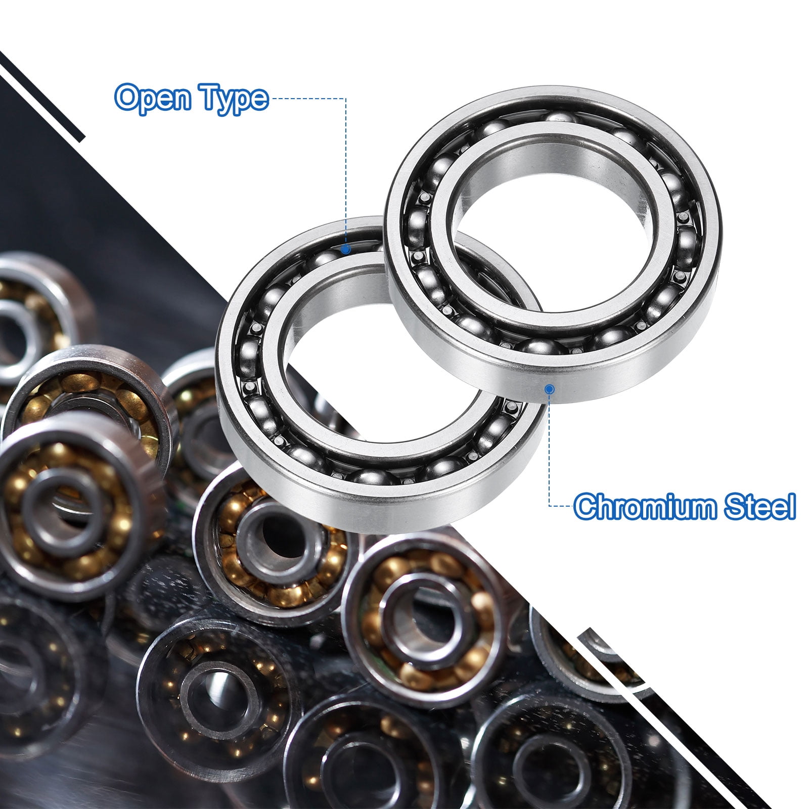 Uxcell 6206-2RS Deep Groove Ball Bearings, 2pcs 30mm I.D x 62mm O.D x 16mm Thick C3 Double Sealed Chrome Steel, Black