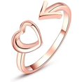 thumbnail image 1 of IBAOLEA Hollow Out Heart Shape Open Adjustable Rings Women Girl Simple Metal Love Crystal Ring, 1 of 2