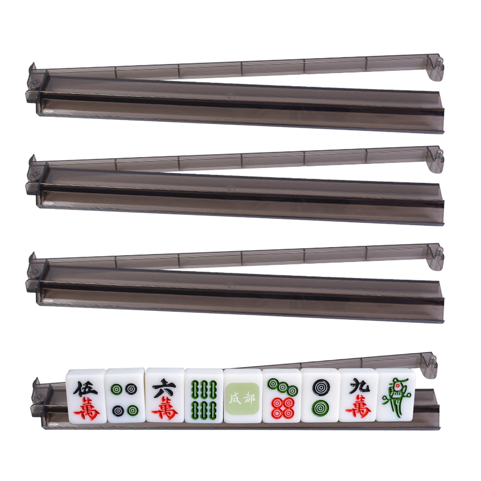 Naierhg Mahjong Rack Pusher Clear Acrylic Heavy Duty Portable Multifunctional American Mah Jongg Tile Holder Push Ruler Mahjong Accessories