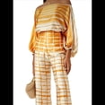 thumbnail image 3 of Conjunto de Dos Piezas Holgado de Otoño para Mujer, con Hombros Descubiertos, Estampado, Larga, Informal, para Salir, Pantalones Anchos Amarillo M, 3 of 6