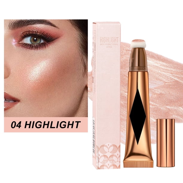 Barra de maquillaje multifuncional 3 en 1: rubor, iluminador y lápiz con aplicador de suave almohadilla hidratante - Varilla de maquillaje para el rostro y calcetines de moda