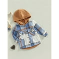 thumbnail image 3 of Bagilaanoe Toddler Baby Boys Girls Long Sleeve Hooded Coat Button Down Hooded Plaid Shirt Hoodie Jacket Tops 1T 2T 3T 4T 5T 6T Outwear Fall Winter Clothes, 3 of 8