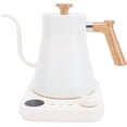 thumbnail image 1 of Bouilloire Électrique à Col de Cygne avec Écran LCD, Contrôle de la Température en Temps Réel, Bouilloire pour Café, Thé, Commutable°F/°C1200 Watts, 0,9 L, Acier Inoxydable 304, Blanc, 1 of 5