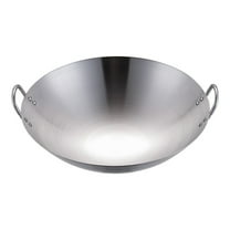 Stainless Steel Flat Bottom Wok Lid Cooking Pot Even Heating