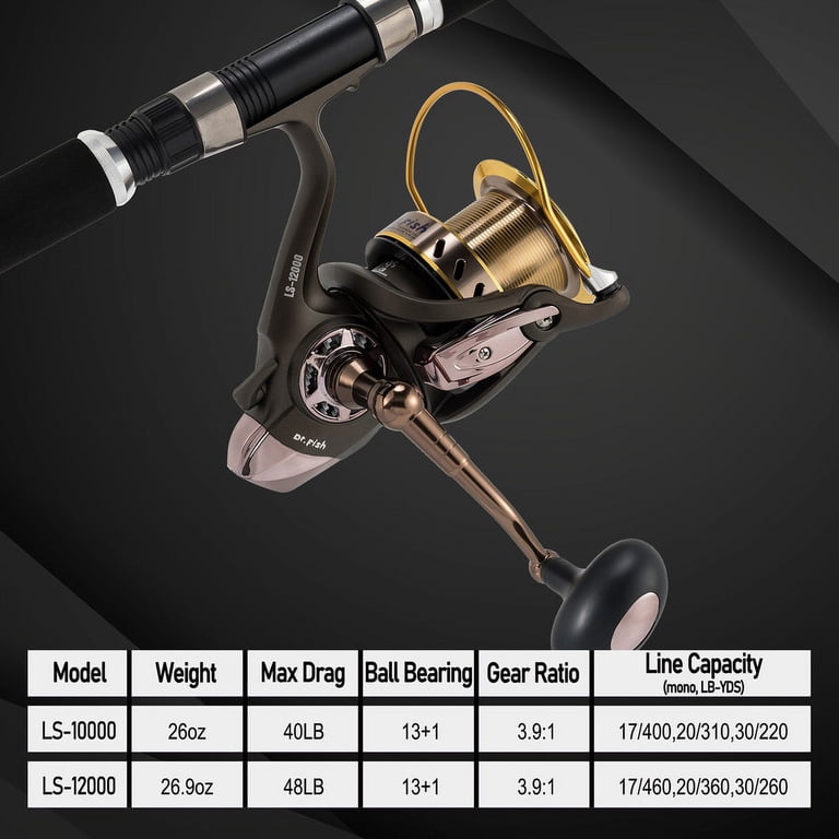 Saltwater 10000 Spinning Reel Surf Fishing 13+1 BBS 48LB Max Drag High  Capacity
