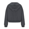 thumbnail image 6 of Fesfesfes Women's Cropped Hooded Jacket High Collar Dropped-Shoulder Long Sleeves Ribbed Cuffs Tops with Zipper Soft Fabric for Active Wear(Dark Gray,S), 6 of 6