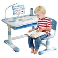 thumbnail image 2 of YNCE Kids Desk and Chair Set, Kids Study Desks and Chair Set for Girls Boys, Girls Boys Art Desk, Home School Drafting Desks for Childrens, Height Adjustable, with Light, Book & Bottle Holder, 2 of 10