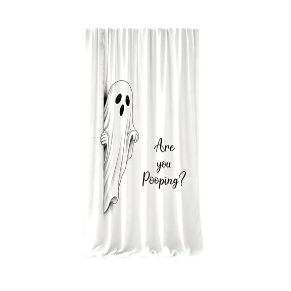 Halloween Ghost Waterproof Fabric Shower Curtain for Bathroom 35.5x71 Inch, Funny “Are You Pooping”, Ghost Water-Repellent, Fabric Shower Curtains Bath Decor