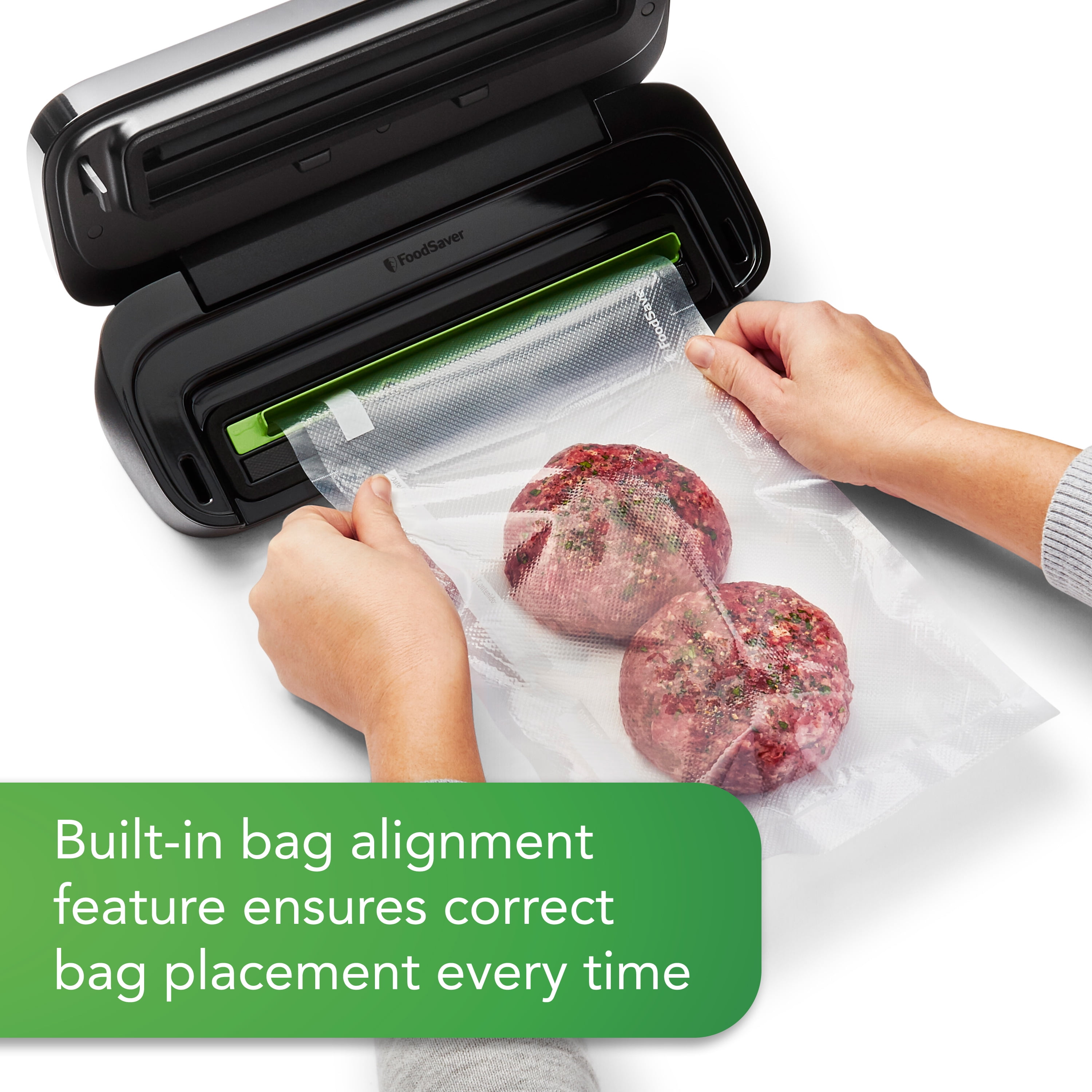 FoodSaver Space-Saving Vacuum Sealer with Bags and Roll, Black