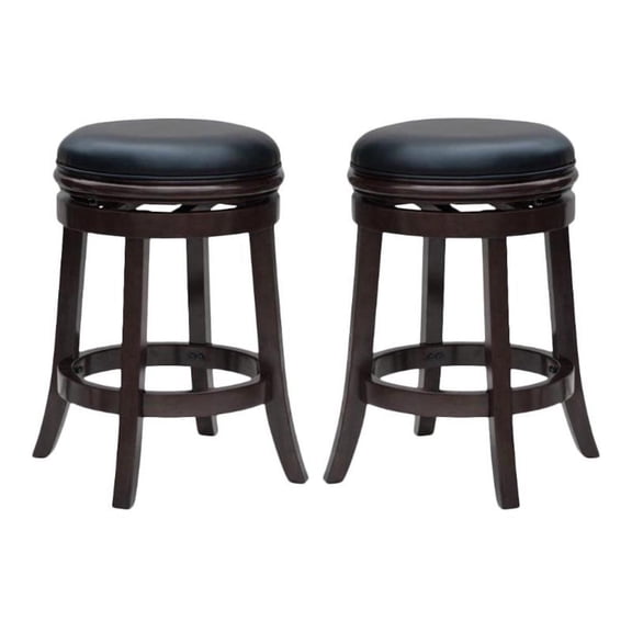 Home Square 24" Faux Leather Counter Height Stool in Cappuccino - Set of 2