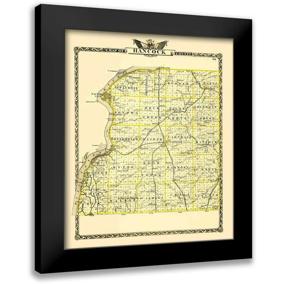 Warner 12x14 Black Modern Framed Museum Art Print Titled - Hancock Illinois Landowner - Warner 1870