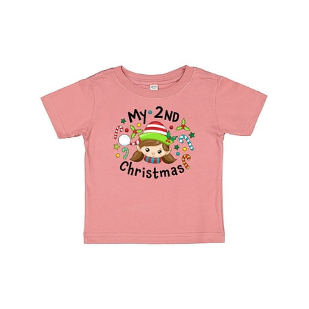 

Inktastic My 2nd Christmas Elf Girl with Candy Canes Gift Baby Boy or Baby Girl T-Shirt