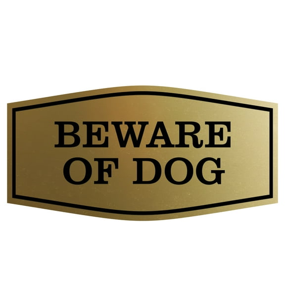 Fancy Beware of Dog Sign (Brushed Gold) - Small