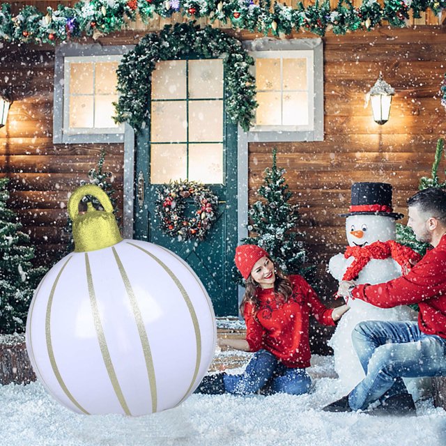 Fiudx Ofertas relámpago Bola de campana de decoración navideña de 45 cm, bola inflable de Navidad para exteriores, bola navideña inflable de PVC, decoraciones para árboles de Navidad