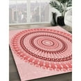 thumbnail image 2 of Ahgly Company Indoor Square Patterned Shocking Orange Area Rugs, 6' Square, 2 of 6