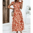 thumbnail image 4 of Robe à Manches 3/4 pour Femmes, Robe d'Été pour Femmes, Robe d'Été à Manches Volantes Plissée à Col Rond Imprimé avec Lacets, Robe d'Été pour Filles, 4 of 5