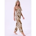thumbnail image 3 of DARING DIVA Women's Satin Loungewear Leopard Print Cami Spaghetti Pajama Sets S Gold, 3 of 7