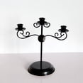 thumbnail image 4 of Portavelas de 3 Cabezas, Candelabro de Adorno, Soporte de Pilar Negro,, 4 of 8