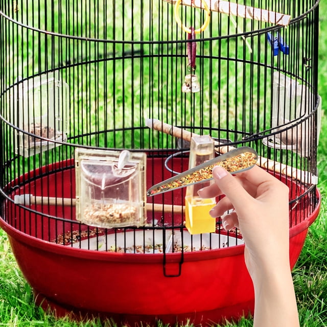EXHUMKY 3Ud Cucharas Para Alimentación De Loros Y Pequeños Con Material Reutilizable Plata