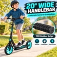thumbnail image 5 of UPGO Kick Scooter for Kids Ages 6-12 & Teens, Foldable Scooter with 8-Inch PU Wheels, Front Suspension, 4-Level Adjustable Handlebar, One-Piece Aluminum Deck, 240 lb Capacity, Cyan, 5 of 12
