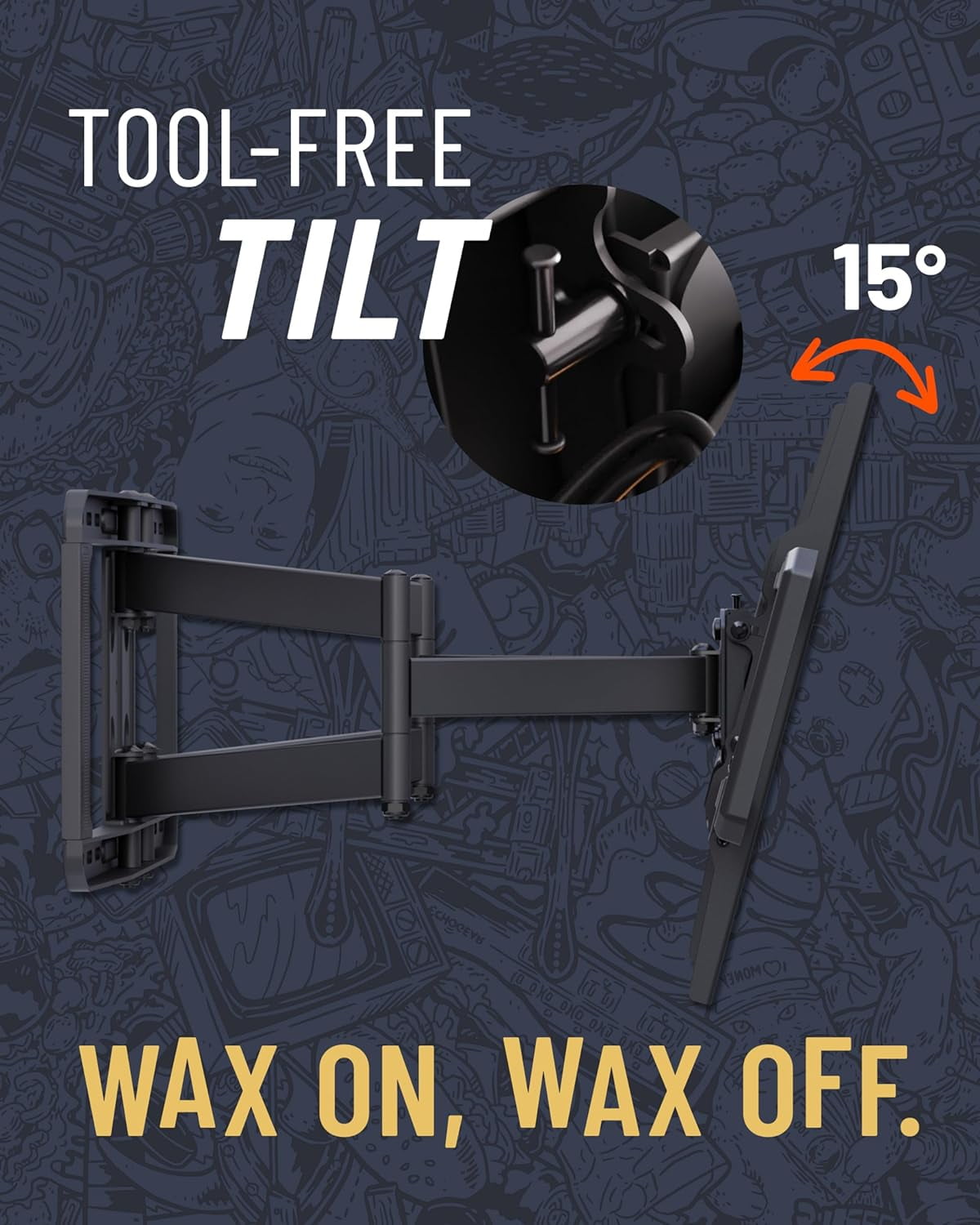 ECHOGEAR Full Tilt テレビ用壁取り付け器具 - 大型テレビに対応 傾斜幅を最大にした高度な伸縮ブラケット - 暖炉の上に40-85インチのテレビを設置するのに最適 ECHOGEAR MaxMotion TV Wall Mount for Large TVs -