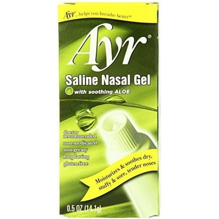 Ayr Saline Non-Medicated Dry Nasal Gel w/ Soothing Aloe, 0.5oz, 2-Pack
