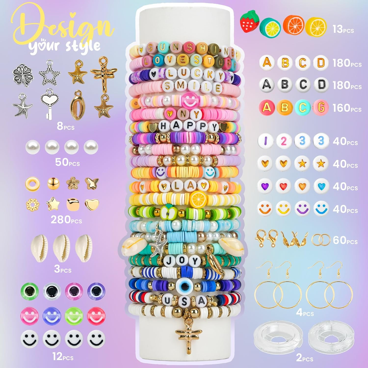 25000Pcs Clay Beads Bracelets Making Kit for Girls, Beads for Bracelets 6 Boxes Bead for Jewelry Making Kit Friendship Bracelet Kit Teen Girl Gifts Trendy Stuff Letter Beads Craft Adult