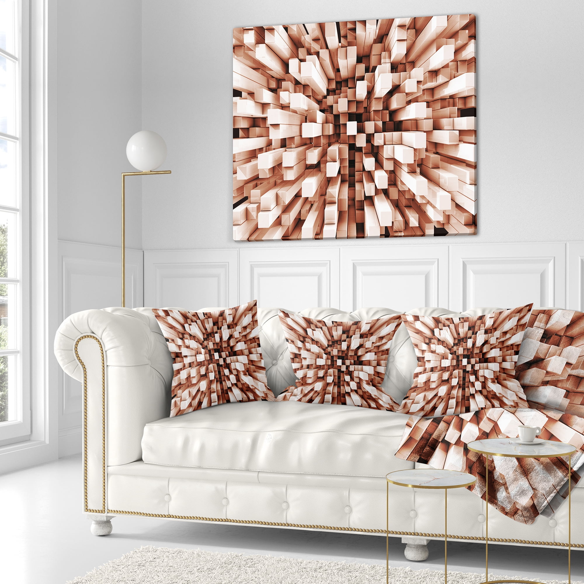 Designart Reflective Checkered Cube - Contemporary Throw Pillow - 18x18
