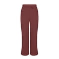 thumbnail image 5 of Pxxlle Linen Pants for Women Plus Size Wide Leg Summer Pant with Pockets Casual Drawstring Elastic Waisted Trousers for Beach Vacation Wine S, 5 of 9