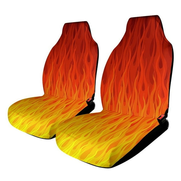Red Orange Yellow Burning Flames And Fire Car Seat Covers Car Accessories Pack of 2 Universal Front Seat Protective Cover