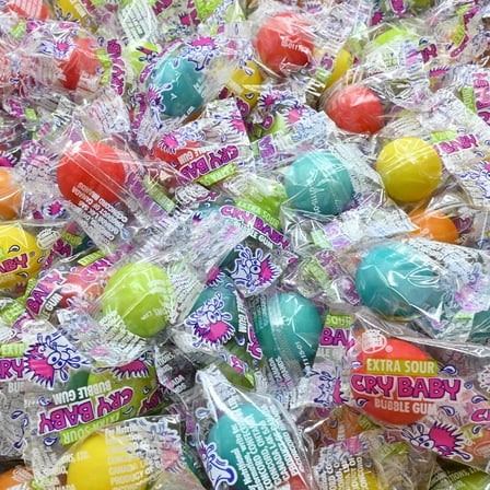 Candy Retailer 1 Inch Gumballs (Extra Sour Cry Baby Wrapped, 1 Lb)