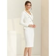 thumbnail image 2 of Conjunto de chaqueta y falda de traje de negocios para mujer de 2 piezas con ribete de tweed blanco S, 2 of 6