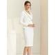 thumbnail image 2 of Conjunto de chaqueta y falda de traje de negocios Allegra K 2 piezas ribete de tweed blanco XS, 2 of 6