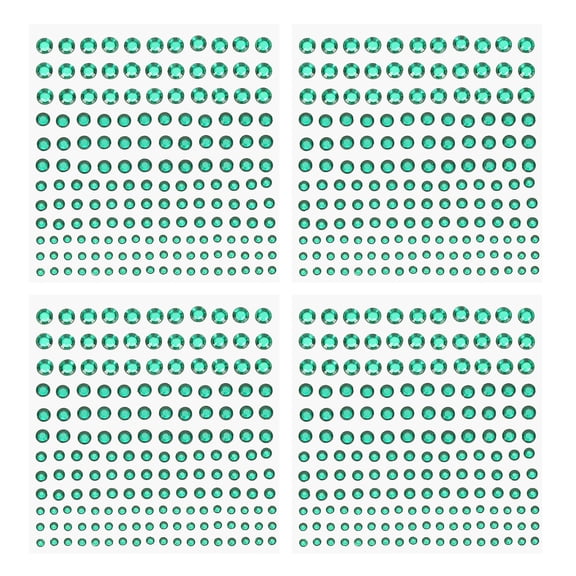 Uxcell 660 Pcs Acrylic Diamond Sticker, 4 Size 3/4/5/6mm Self Adhesive Rhinestones Face Gem Stones Bling Jewelry for Nail Art Craft Clothes DIY Makeup Decoration Party, Dark Green