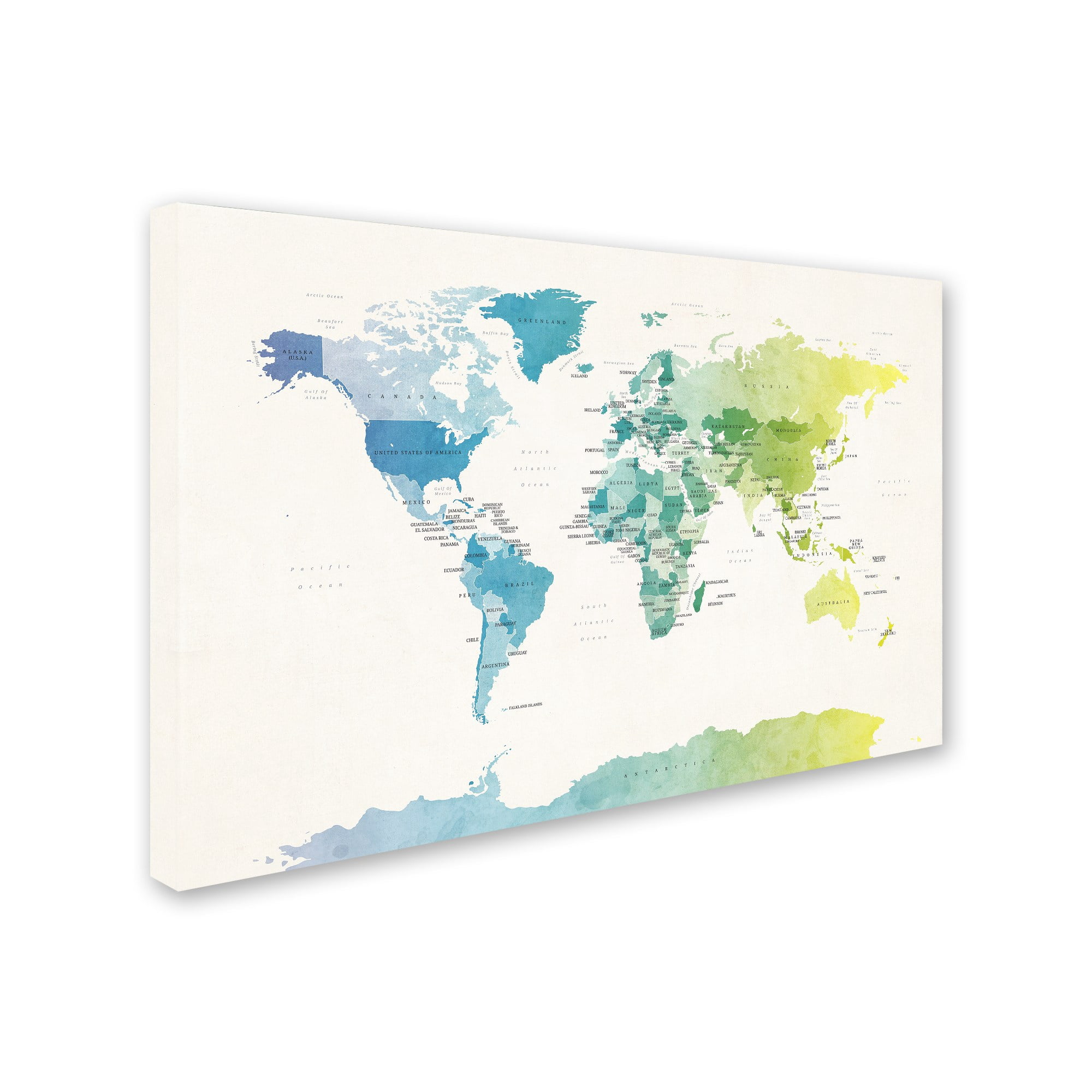 Trademark Fine Art "Watercolor Political Map of the World 2" Canvas Art by Michael Tompsett