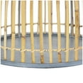 thumbnail image 4 of DecMode Brown Bamboo Handmade Woven Open Framed Caged Style Candle Lantern with Blue Metal Accents and Handle, 4 of 11