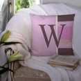 thumbnail image 3 of Carolines Treasures CJ1005-WPW1414 Letter W Initial Monogram - Pink Stripes Decorative   Canvas Fabric Pillow 14Hx14W, 3 of 4