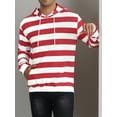 thumbnail image 5 of INSPIRE CHIC Men's Sweatershirts Stripes Hoodie Front Pocket Drawstring Long Sleeve Pullover Sweatshirts XL Red White, 5 of 6