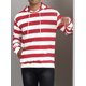 thumbnail image 5 of SUÉTER DE RAYAS PARA HOMBRES INSPIRE CHIC, CON BOLSILLO FRONTAL, CAPUCHA CON CORDÓN, MANGAS LARGAS, PULLOVER, SUDADERAS L Rojas y Blancas, 5 of 6