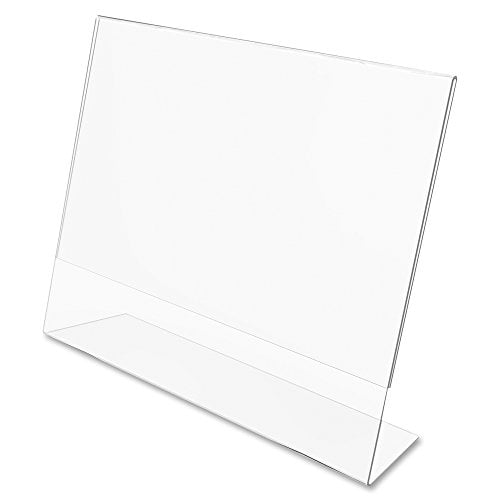 Dazzling Displays Clear Acrylic Sign Holder 7 x 5 - Clear Slanted Sign Holder - Premium Acrylic Sign Holder for Office, Retail, Tradeshow and Home Use (6-Pack)
