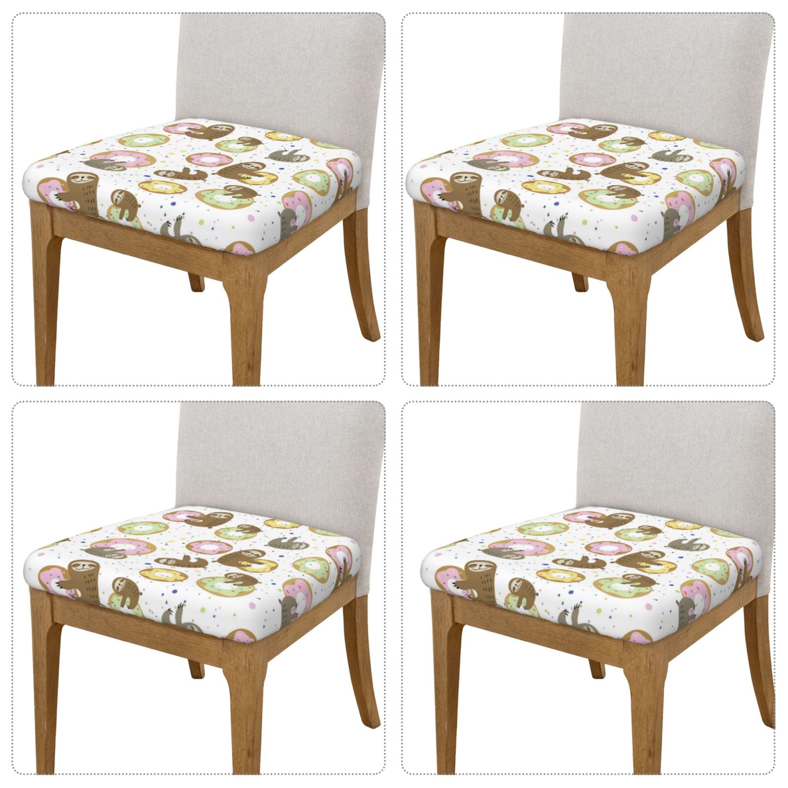 Vsdgher Donut Sloth Couch Cushion Covers, Non-Slip Sofa Seat Cushion Slipcovers, Soft Couch Covers（Don't include seat cushion）Four Pieces