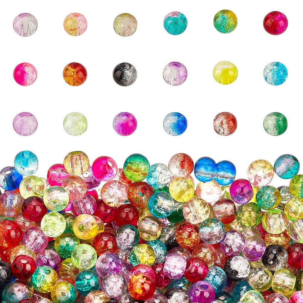 DIY Baking Painted Glass Beads Stretch Bracelet Making Kits include Steel Scissors Elastic Thread Stainless Steel Beading Needles