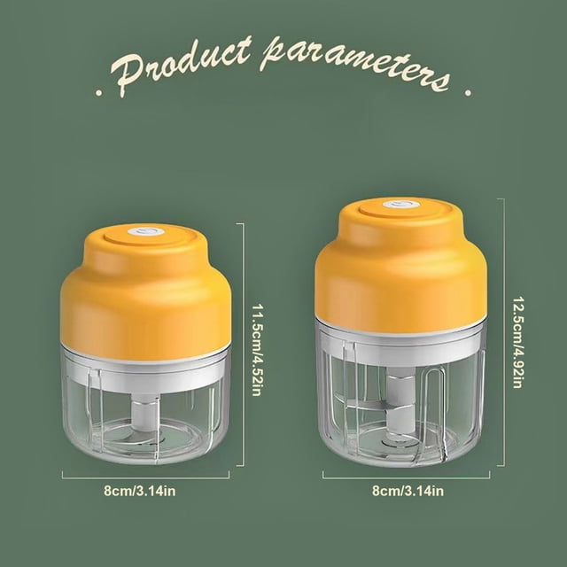 Electric Garlic Chopper, 2025 New Mini Portable Veggie Chopper, Garlic Grinder Masher Rechargeable, Wireless Food Processor for Ginger, Chili, Fruit, Meat (Yellow, 250ML)