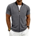 thumbnail image 3 of Full Zip T Shirts for Men Short Sleeve Summer Lightweight Cardigans with Pockets Casual Athletic Workout Shirts, 2XL, 3 of 9