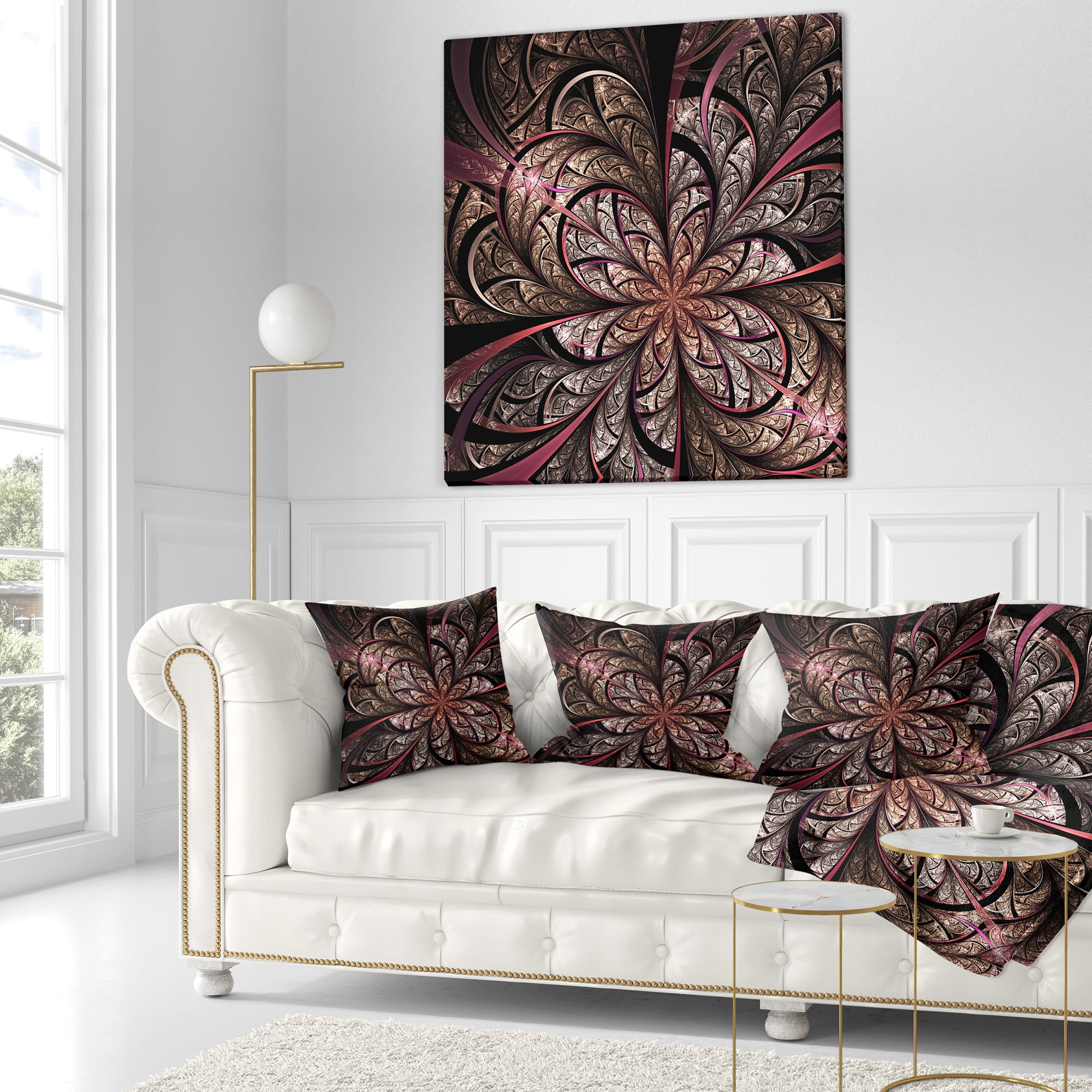 Designart 16" x 16" Red Polyester Throw Pillow